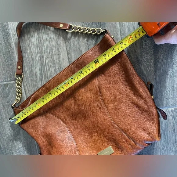 Brahmin Shoulder Purse Handbag Pebble Magnet Top Cognac Brown + Chain Strap - Picture 6 of 14